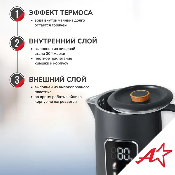 Изображение товара Электрочайник Atlanta ATH-2541 (черный)