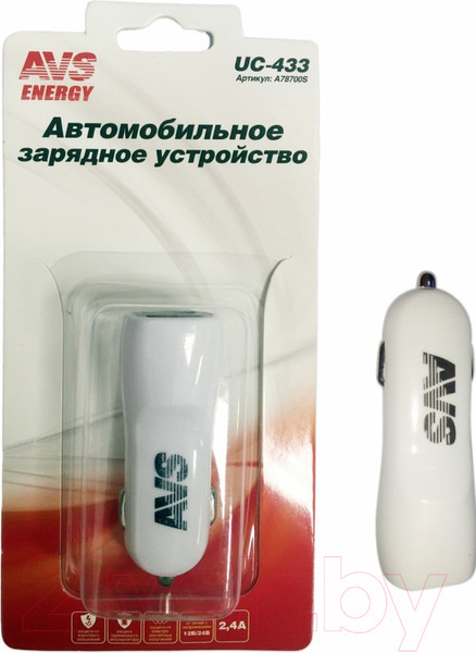 Изображение товара Адаптер питания автомобильный AVS UC-433 / A78700S (2.4А)