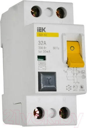 Изображение товара Дифференциальный автомат IEK ВД1-63 2P 32А 30mA / MDV10-2-032-030
