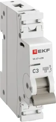 Изображение товара Выключатель автоматический EKF ВА 47-63N 1P 3А (C) 6кА Proxima / M636103C
