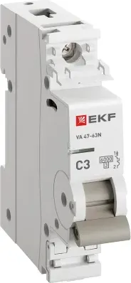 Изображение товара Выключатель автоматический EKF ВА 47-63N 1P 3А (C) 6кА Proxima / M636103C