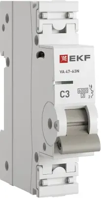 Изображение товара Выключатель автоматический EKF ВА 47-63N 1P 3А (C) 6кА Proxima / M636103C