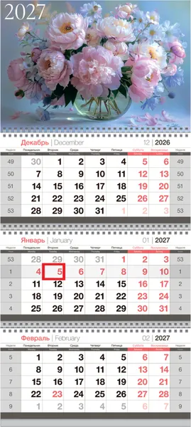 Изображение товара Календарь настенный BG Букет. 2027 год / 390920