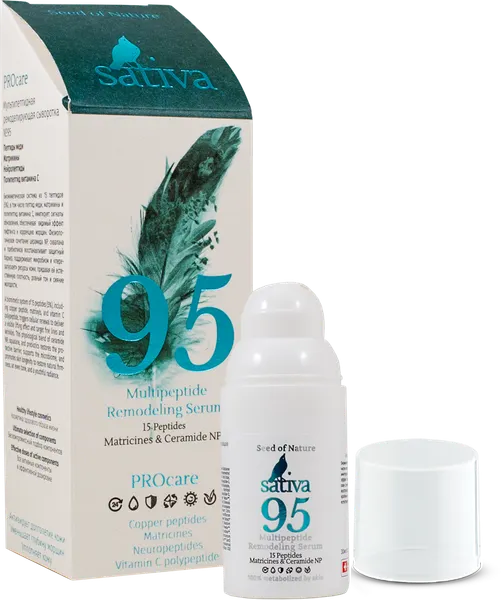 Изображение товара Сыворотка для лица Sativa №95 Мультипептидная ремоделирующая (30мл)