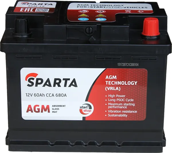 Изображение товара Автомобильный аккумулятор SPARTA AGM-L2 (60 А/ч)