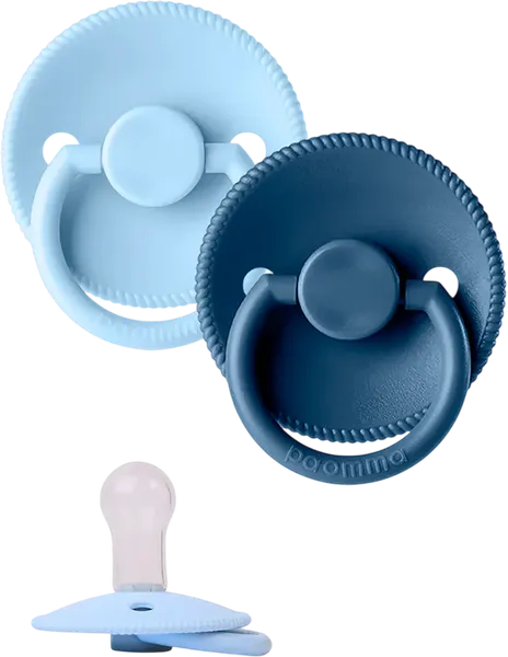 Изображение товара Набор пустышек Paomma Силиконовые 0-18 мес (2шт, Baby Blue/Navy)