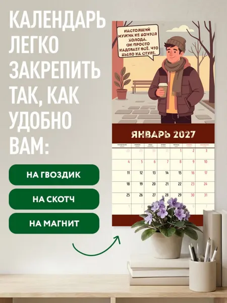 Изображение товара Календарь настенный Эксмо Календарь настоящего мужика. 2027 год (9785042472107)