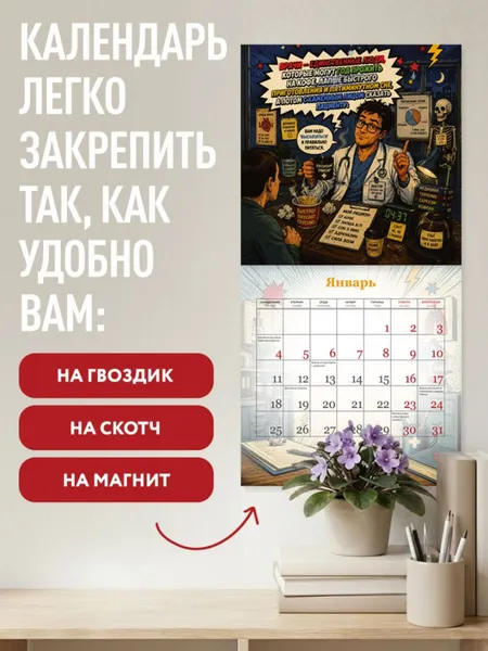 Изображение товара Календарь настенный Эксмо Календарь самого крутого доктора. 2027 год (9785042406874)