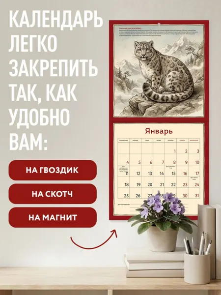 Изображение товара Календарь настенный Эксмо Красная книга России. 2027 год (9785042392801)
