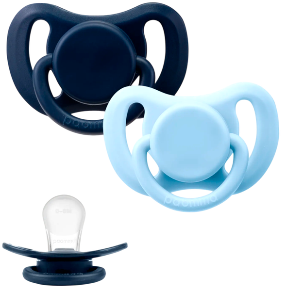 Изображение товара Набор пустышек Paomma Силиконовые 0-6 мес (Baby Blue/Navy)