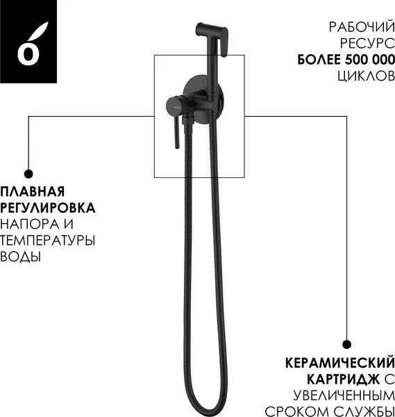 Изображение товара Гигиенический душ со смесителем Oliveeka OL-829902+88869017-MB (черный матовый)