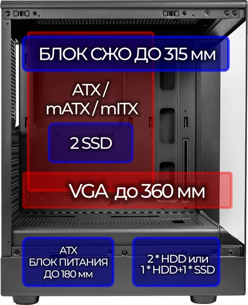 Изображение товара Корпус для компьютера Ginzzu GL170 (черный)