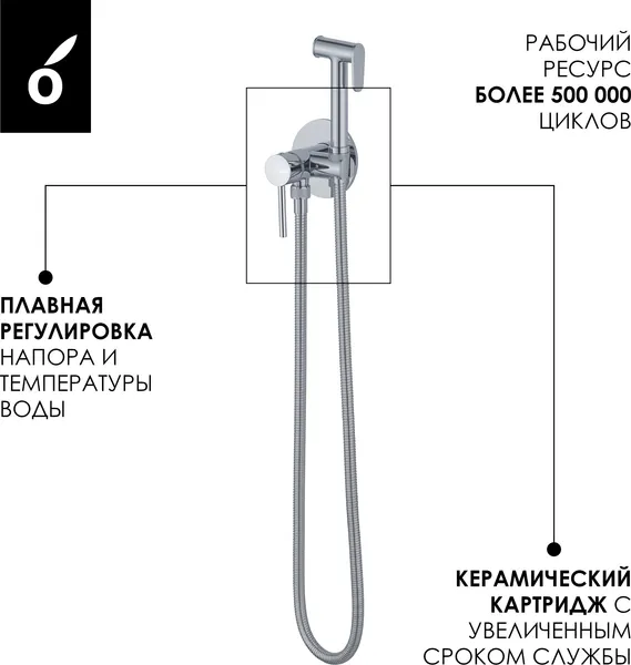 Изображение товара Гигиенический душ со смесителем Oliveeka OL-829902+88869017-CR (хром)