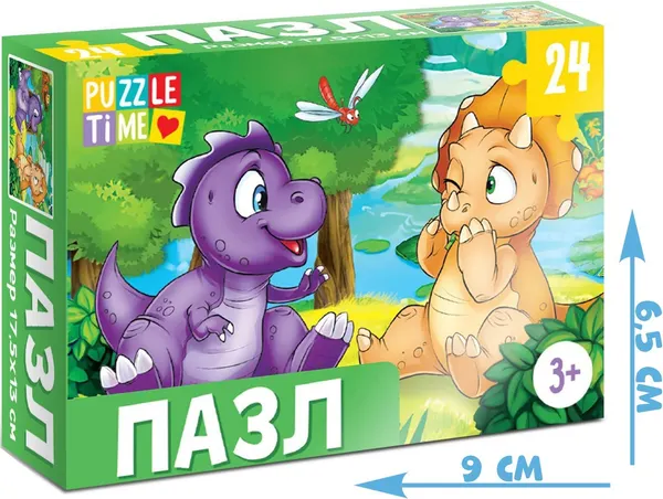 Изображение товара Пазл Puzzle Time Веселые динозаврики / 7005847 (24эл)
