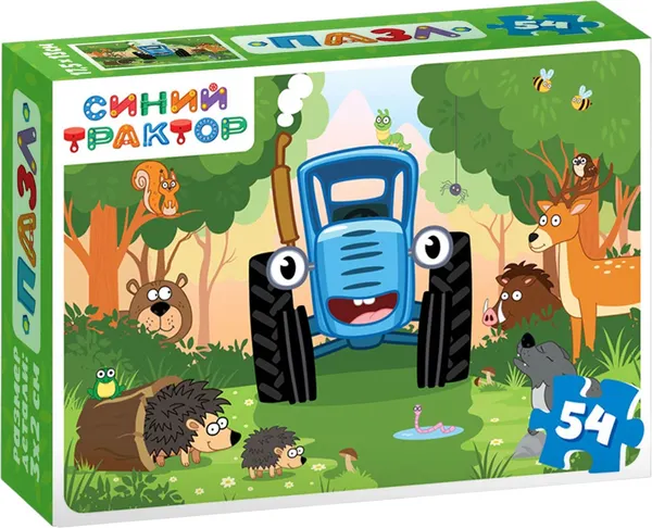 Изображение товара Пазл Синий трактор Зверята в лесу / 10862257 (54эл)