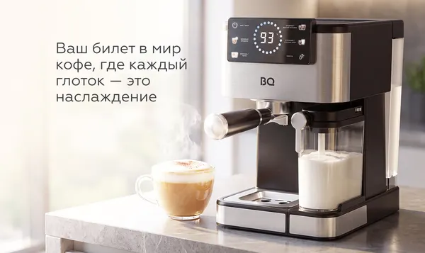 Изображение товара Кофеварка эспрессо BQ ECM1090A (стальной/черный)