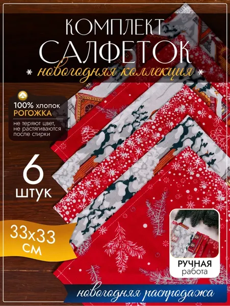 Изображение товара Сервировочная салфетка KAPSLINE Декоративная 33x33 (6шт, красный)