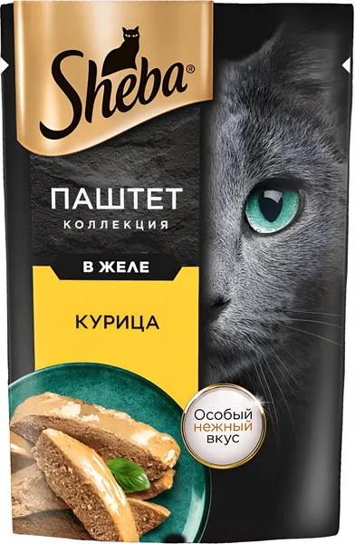 Изображение товара Влажный корм для кошек Sheba Для взрослых кошек Паштет в желе. Утка и печень (75г)