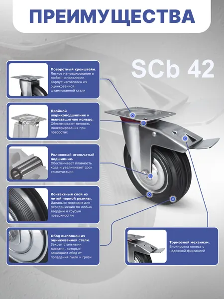 Изображение товара Комплект опор колесных для тележки складской Longway SCB 42 (2шт)