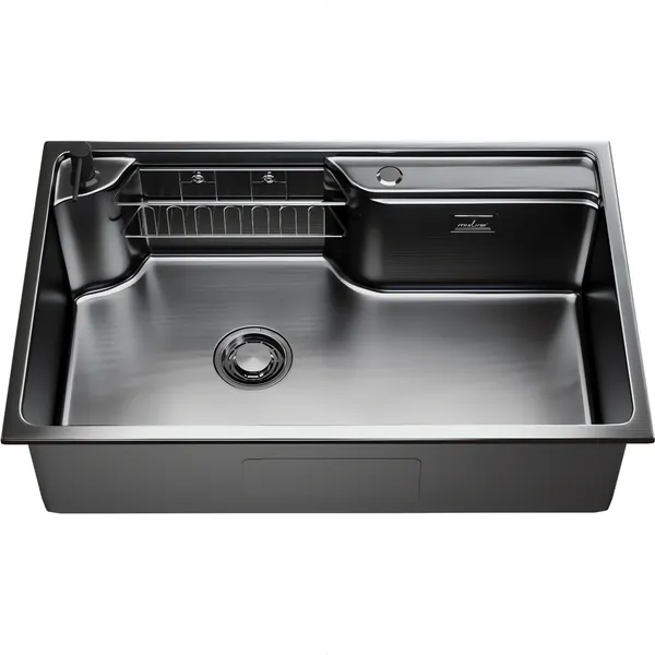 Изображение товара Мойка кухонная Mixline Pro 559337 (черный графит, с сифоном)