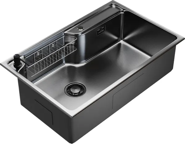 Изображение товара Мойка кухонная Mixline Pro 559337 (черный графит, с сифоном)