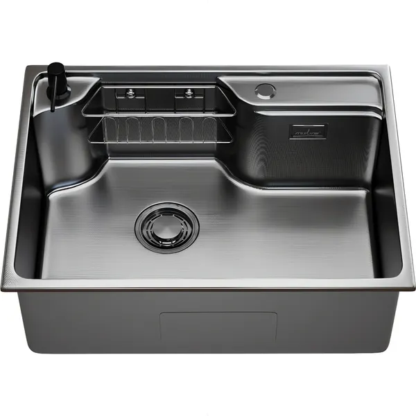 Изображение товара Мойка кухонная Mixline Pro 559336 (черный графит, с сифоном)