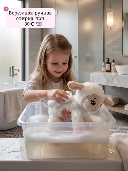Изображение товара Мягкая игрушка BelToys Овечка девочка (молочный/малиновый)