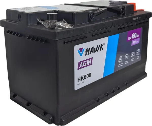 Изображение товара Автомобильный аккумулятор HAWK AGM R+ 800A (80 А/ч)