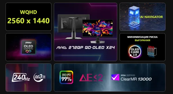 Изображение товара Монитор MSI MAG 272QP (9S6-3CF89A-009)