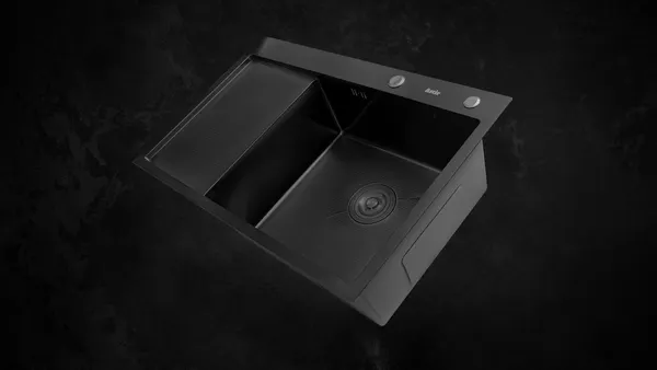 Изображение товара Мойка кухонная Astir Decor PVD Black 78x51BR (с дозатором и корзиной)