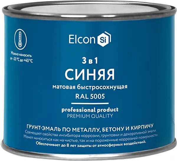 Изображение товара Грунт-эмаль Elcon По ржавчине 3в1 (400г, матовый синий)