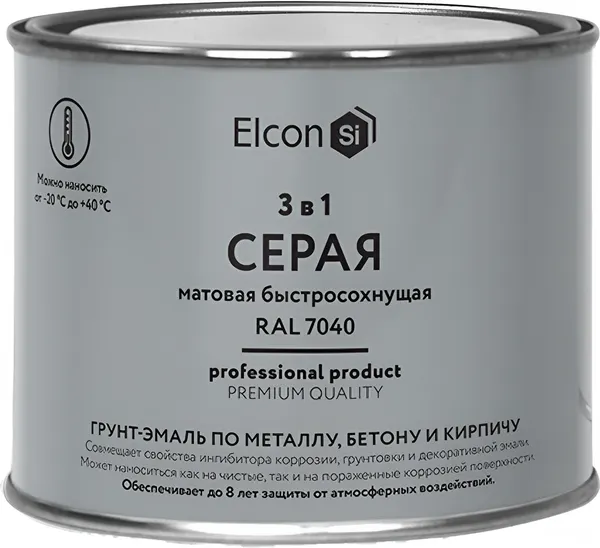Изображение товара Грунт-эмаль Elcon По ржавчине 3в1 (400г, матовый серый)
