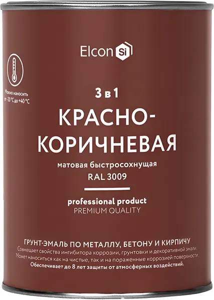 Изображение товара Грунт-эмаль Elcon По ржавчине 3в1 (400г, матовый красно-коричневый)