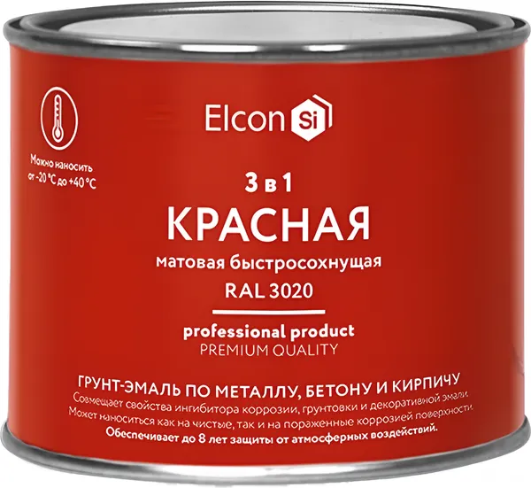 Изображение товара Грунт-эмаль Elcon По ржавчине 3в1 (400г, матовый красный)