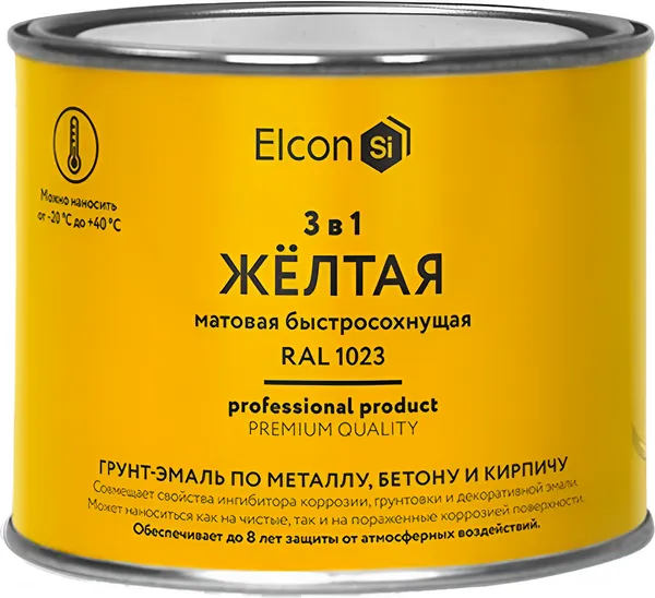 Изображение товара Грунт-эмаль Elcon По ржавчине 3в1 (400г, матовый желтый)