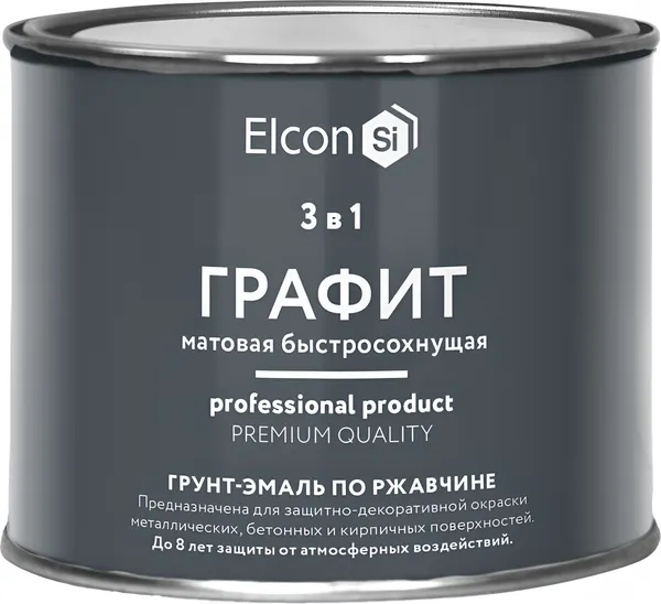 Изображение товара Грунт-эмаль Elcon По ржавчине 3в1 (400г, матовый графит)