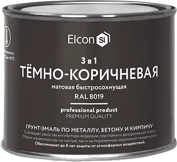 Изображение товара Грунт-эмаль Elcon По ржавчине 3в1 (400г, матовый темно-коричневый)