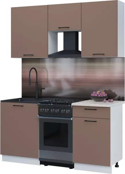 Изображение товара Кухонный гарнитур Interline Мила Optima 50-1.6 (карамель/карамель/травертин серый)