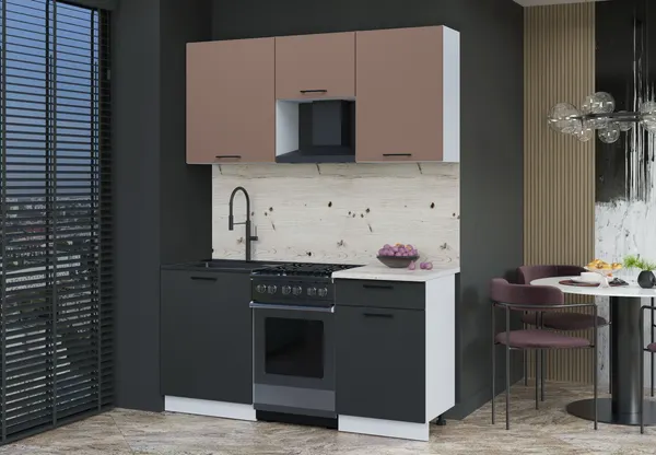 Изображение товара Кухонный гарнитур Interline Мила Optima 50-1.6 (антрацит/карамель/бискайская сосна)