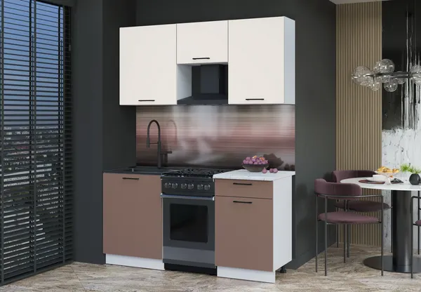 Изображение товара Кухонный гарнитур Interline Мила Optima 50-1.6 (карамель/персидский жемчуг/серый каспий)