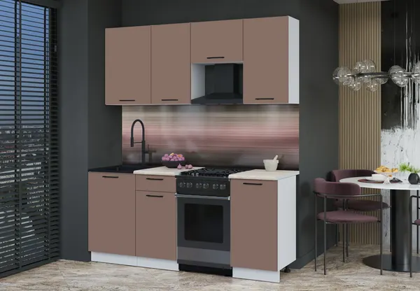 Изображение товара Кухонный гарнитур Interline Мила Optima 50-1.8 (карамель/карамель/травертин серый)