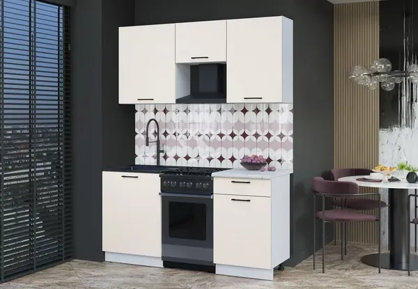 Изображение товара Кухонный гарнитур Interline Мила Optima 50-1.6 (персидский жемчуг/персидский жемчуг/серый каспий)