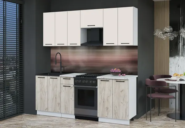 Изображение товара Кухонный гарнитур Interline Мила Optima 50-2.0  (дуб серый/персидский жемчуг/серый каспий)