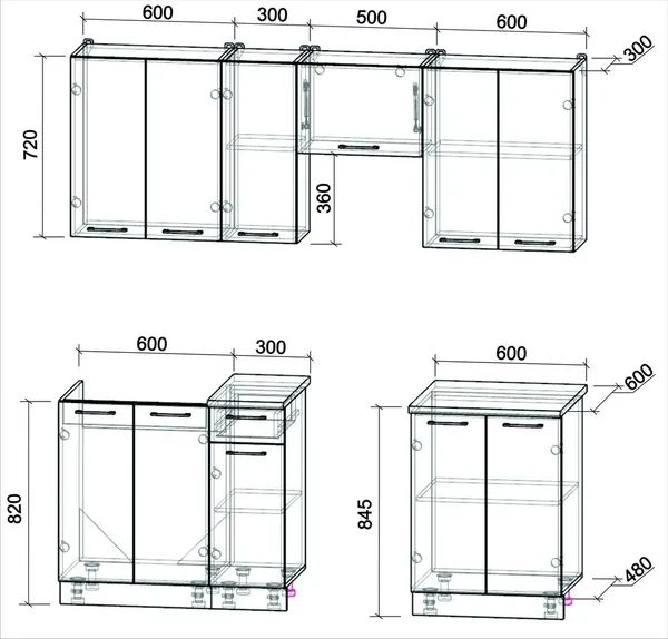 Изображение товара Кухонный гарнитур Interline Мила Optima 50-2.0  (бетон портленд/бетон лайт/бискайская сосна)