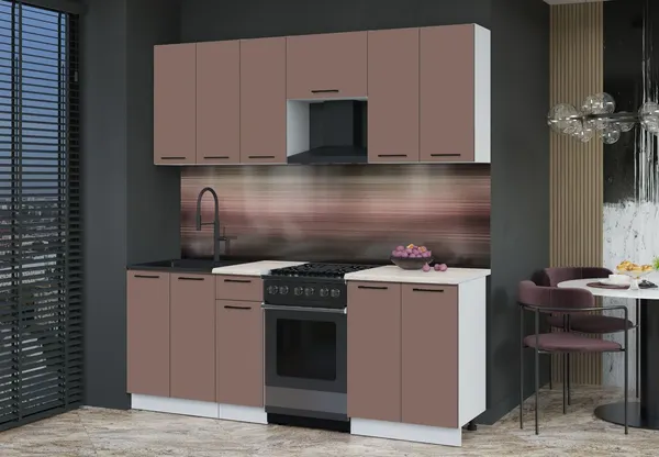 Изображение товара Кухонный гарнитур Interline Мила Optima 50-2.0 (карамель/карамель/травертин серый)