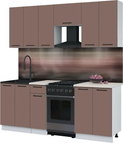 Изображение товара Кухонный гарнитур Interline Мила Optima 50-2.0 (карамель/карамель/травертин серый)