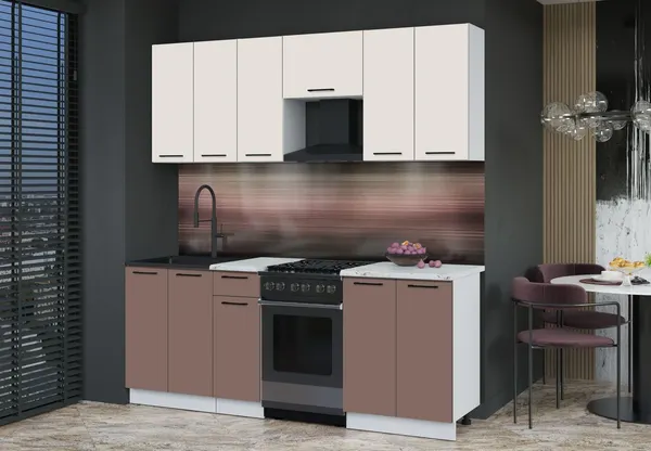 Изображение товара Кухонный гарнитур Interline Мила Optima 50-2.0  (карамель/персидский жемчуг/серый каспий)
