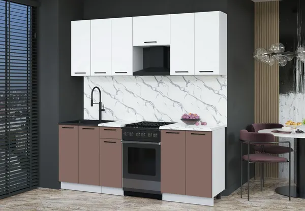 Изображение товара Кухонный гарнитур Interline Мила Optima 50-2.0  (карамель/белый платинум/белый гранит)