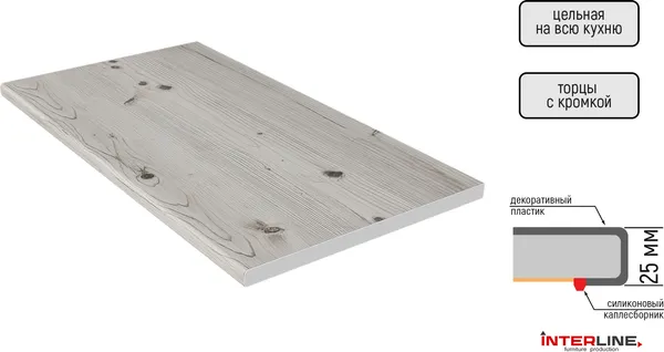 Изображение товара Кухонный гарнитур Interline Мила Optima 50-1.6  (антрацит/дуб золотой/бискайская сосна)