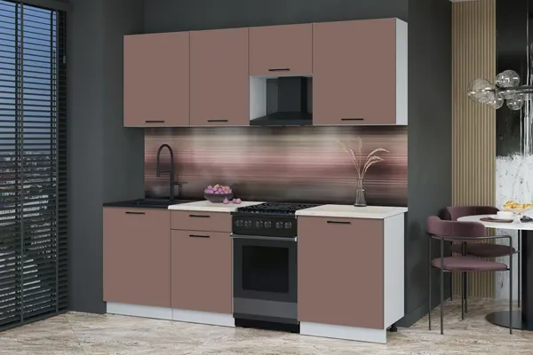 Изображение товара Кухонный гарнитур Interline Мила Optima 50-2.2 (карамель/карамель/травертин серый)